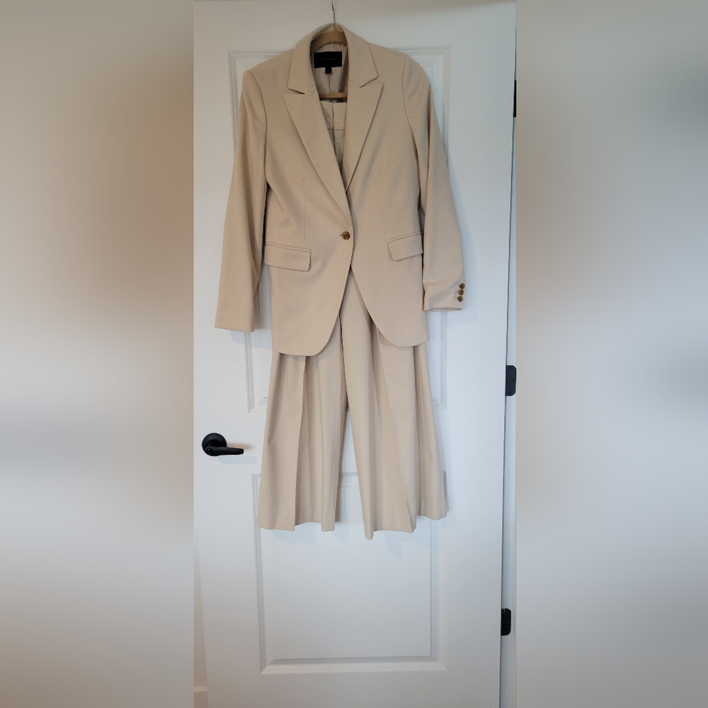 Cream Women's Blazer and Widw Leg Trousers